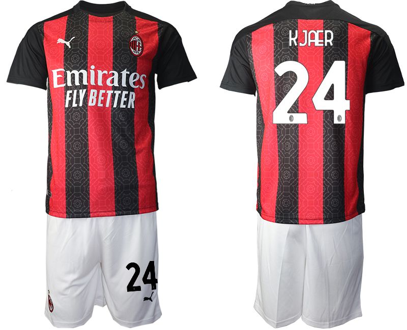 Men 2020-2021 club AC milan home #24 red Soccer Jerseys